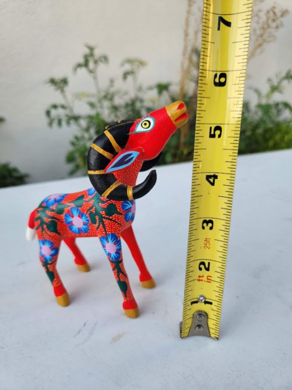 Authentic Oaxacan Alebrije Ram Wood Carving - Hand-Painted Mexican Folk Art 5.5" - Picture 9 of 11